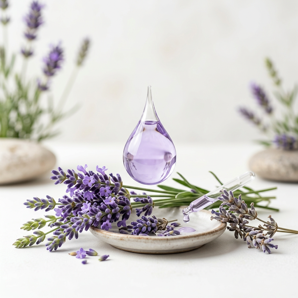Extrait de lavande  Ingrédient végétal très apprécié pour ses propriétés adoucissantes et équilibrantes. Il est utilisé en cosmétique pour procurer bien-être, confort et une sensation d'apaisement à la peau et au cuir chevelu.